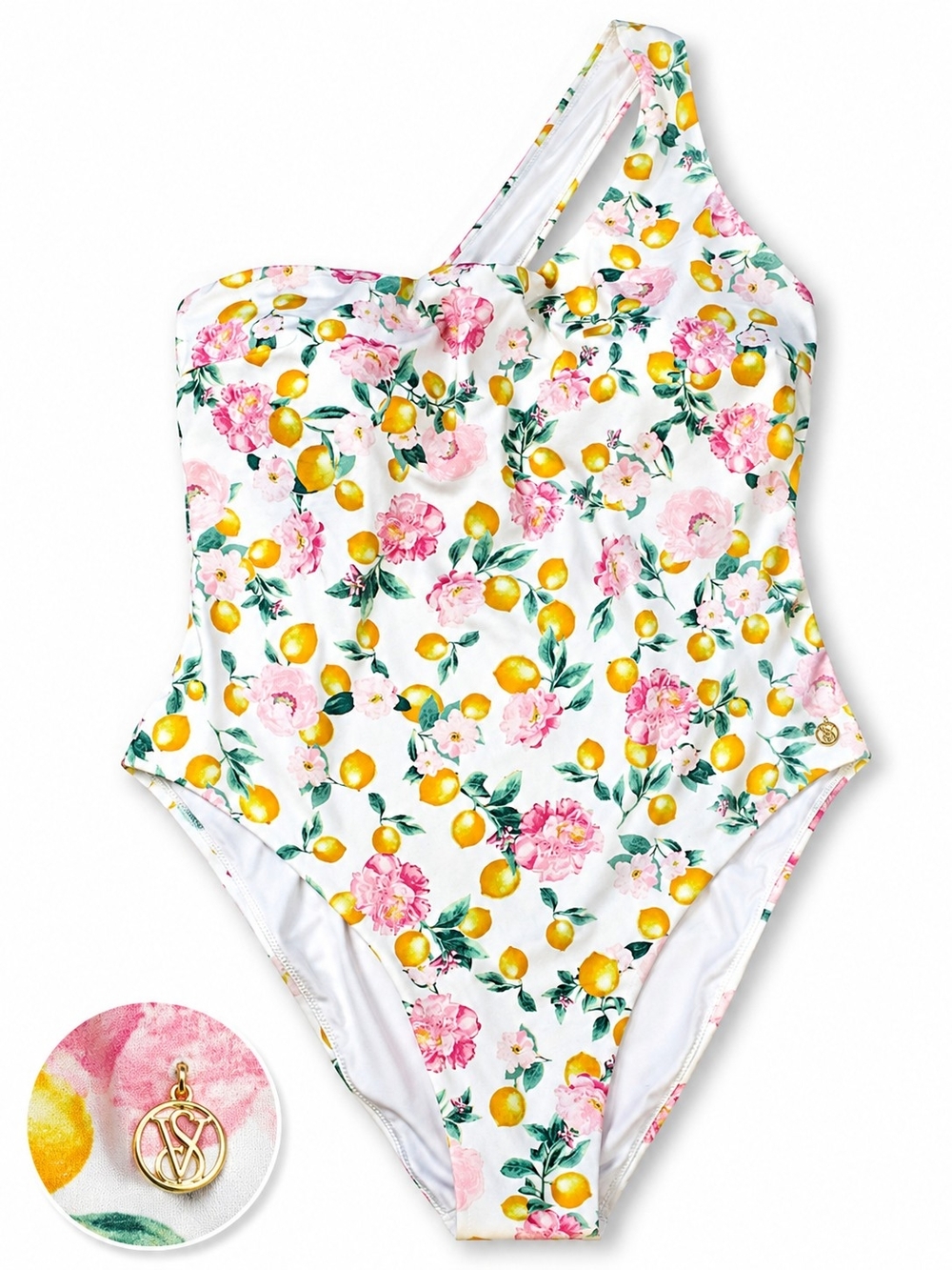 Victoria’s Secret Lemon Floral One Shoulder One Piece Swimsuit XL